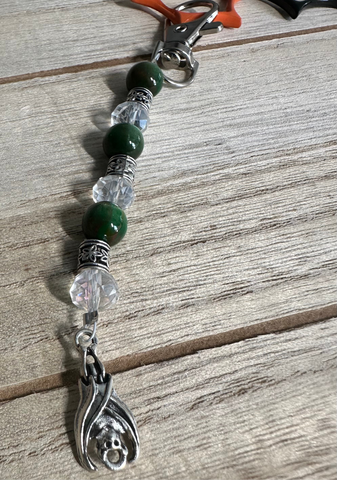Scissor Fob Zipper pull silver tone Bat