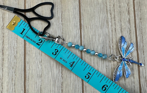 Dragonfly blue Scissor Fob Zipper Pull