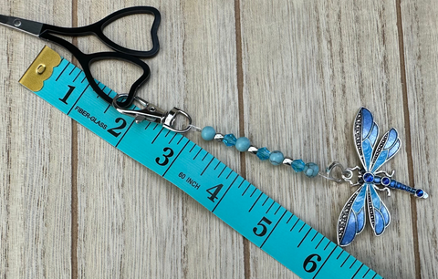 Dragonfly blue Scissor Fob Zipper Pull