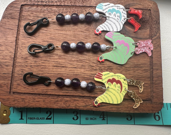 Scissor Fob Zipper pull Funky Chickens