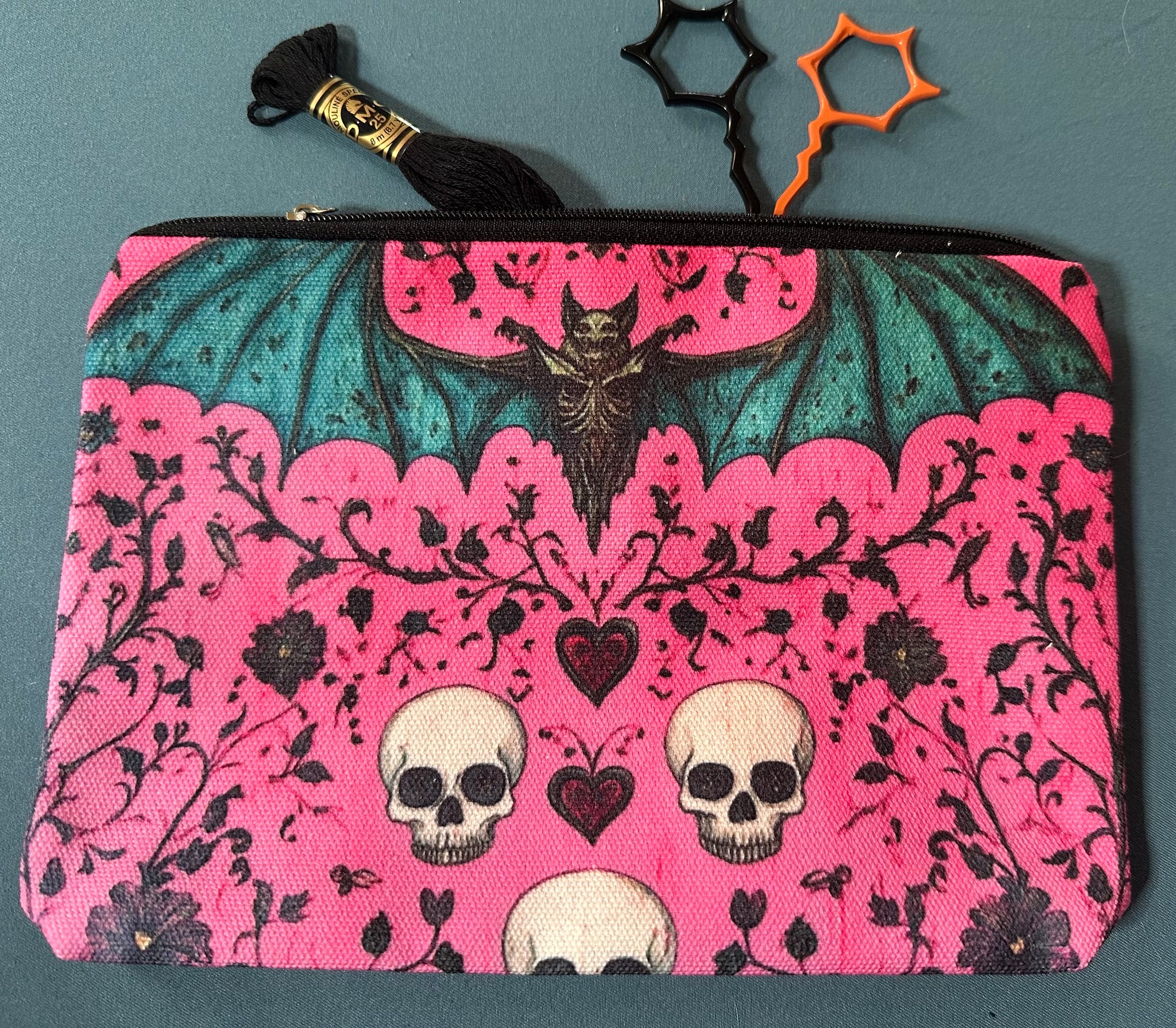 Hot Pink and Bats Accessory Bag