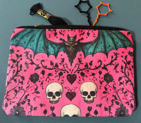Hot Pink and Bats Accessory Bag