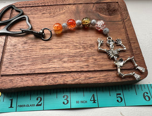 Scissor Fob Zipper pull Skeleton silver tone