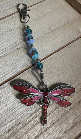 Dragonfly Red Scissor Fob Zipper Pull
