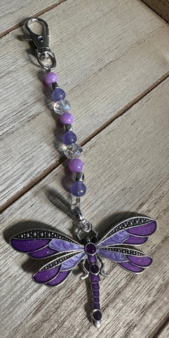 Dragonfly purple Scissor Fob Zipper Pull
