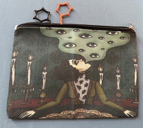 Small Surreal Woman Eyeballs Accessory Bag
