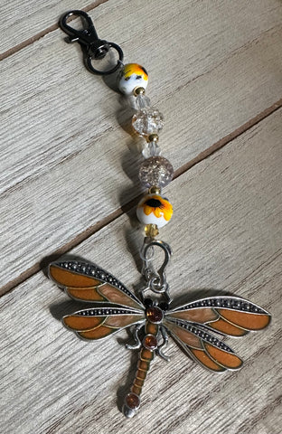 Dragonfly yellow Scissor Fob Zipper Pull