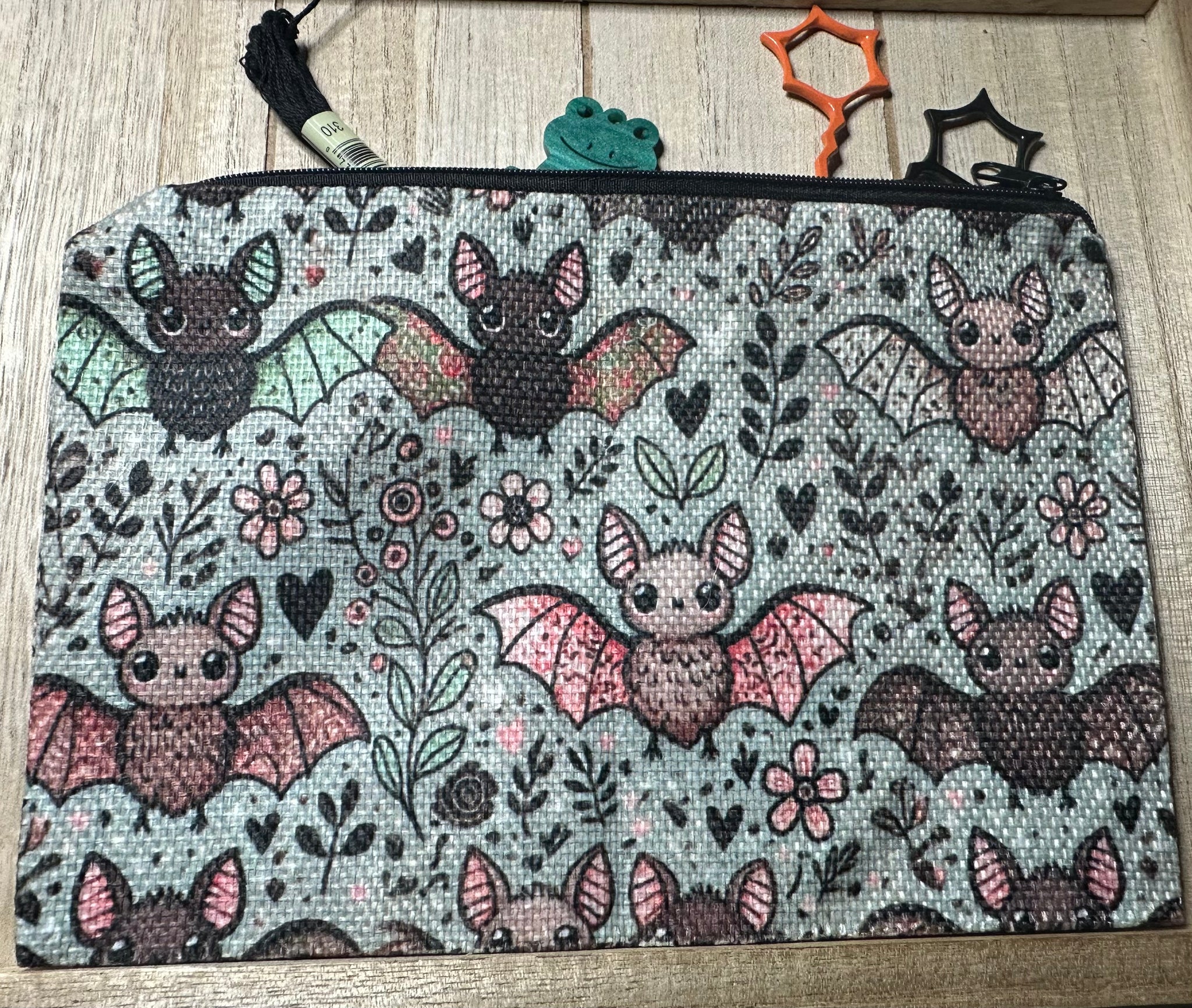 Small Cute Bats w/ floral Accessory Bag