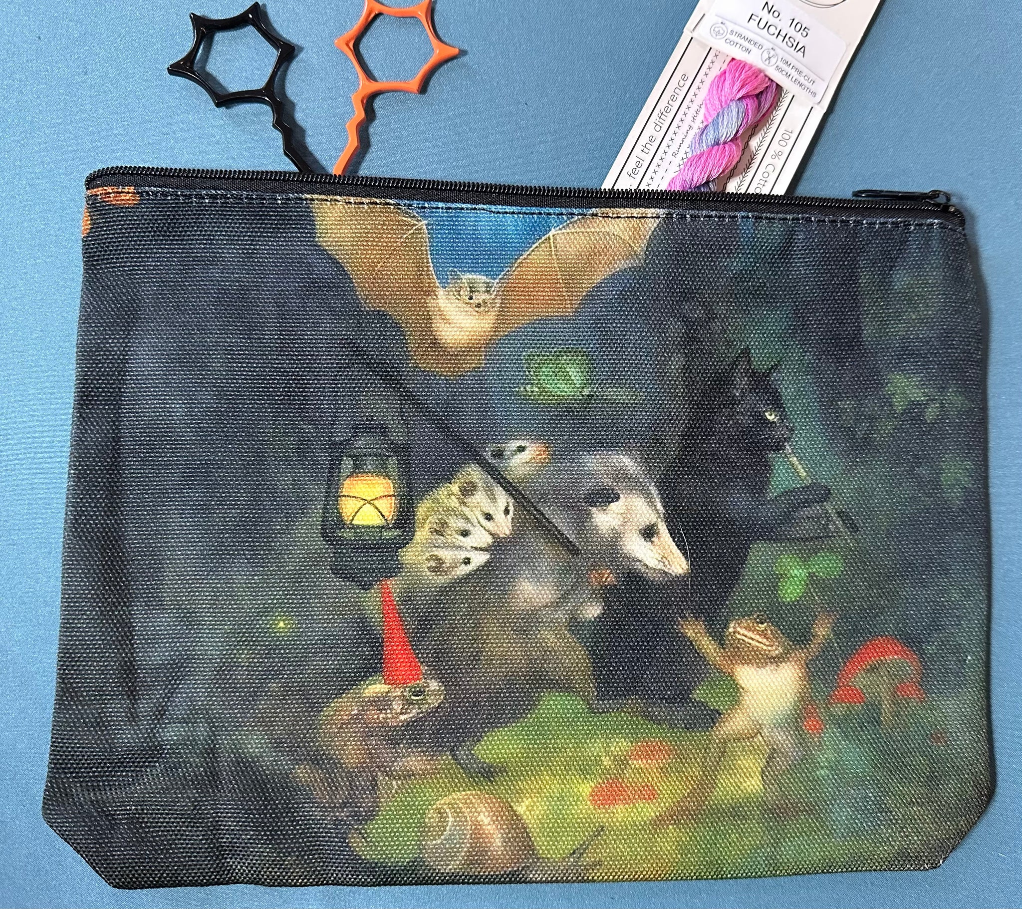 Woodland animals bat, oppusum, cat, Fairytale Accessory Bag