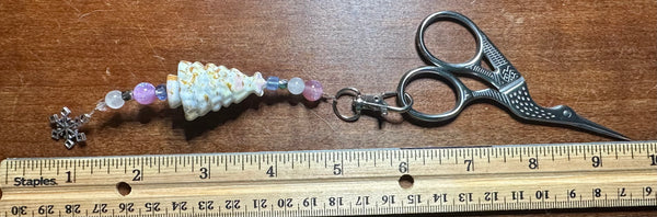 White Vintage Christmas Tree  Scissor Fob Zipper Pull