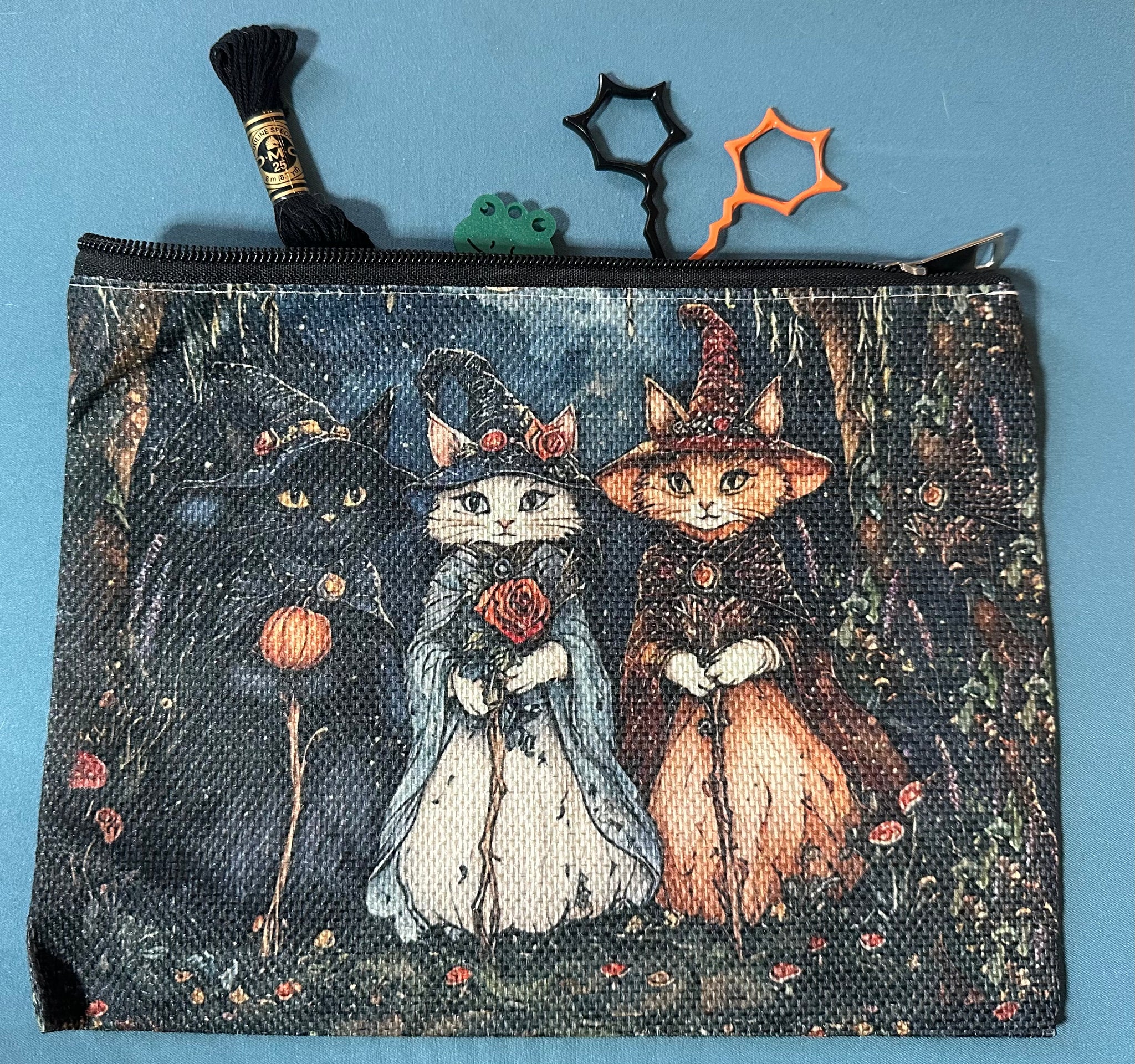 Trio of Cat Witches Accessory Bag