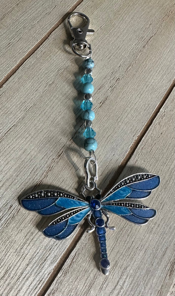 Dragonfly blue Scissor Fob Zipper Pull