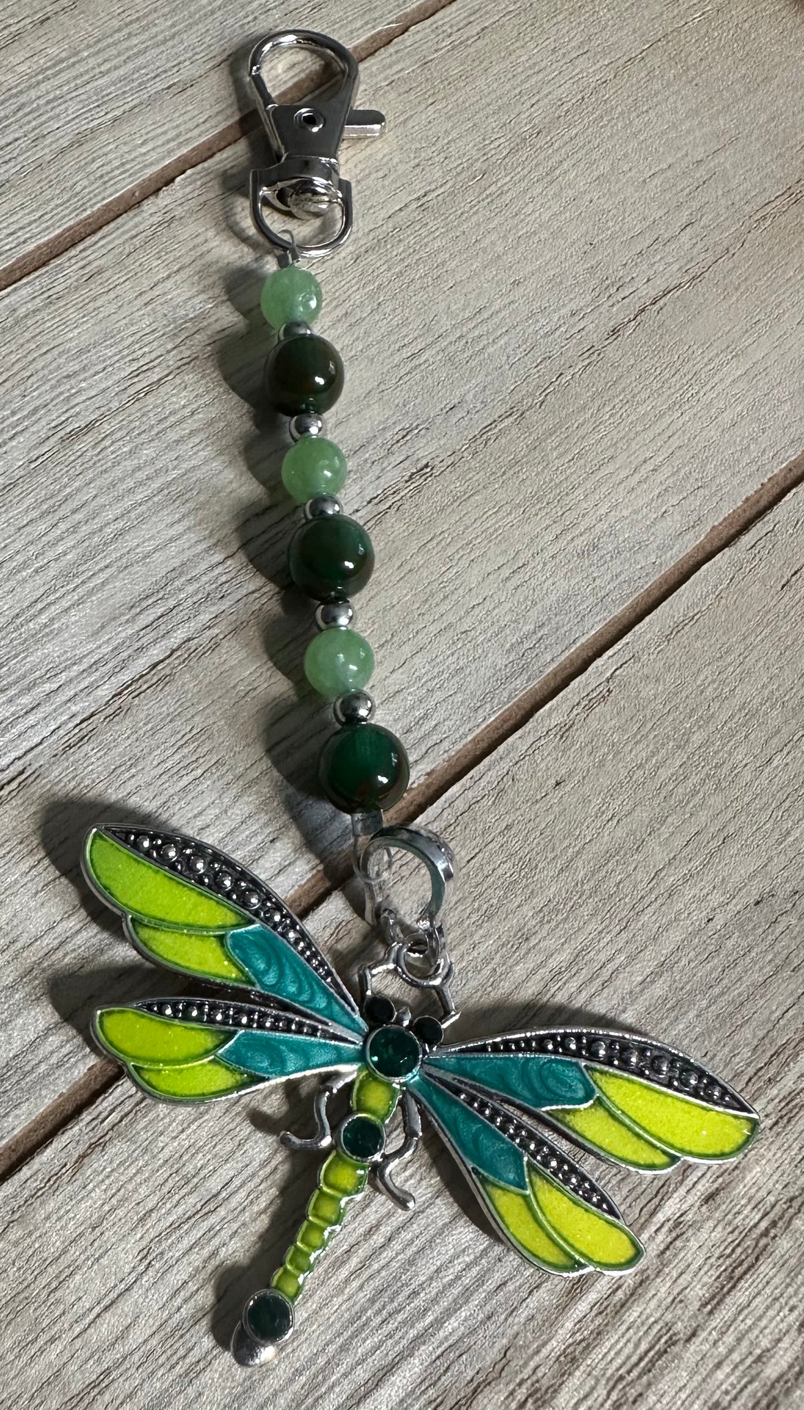 Dragonfly green & blue Scissor Fob Zipper Pull