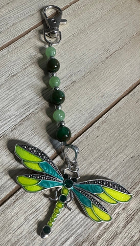 Dragonfly green & blue Scissor Fob Zipper Pull