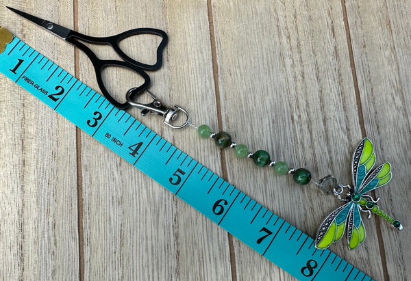 Dragonfly green & blue Scissor Fob Zipper Pull