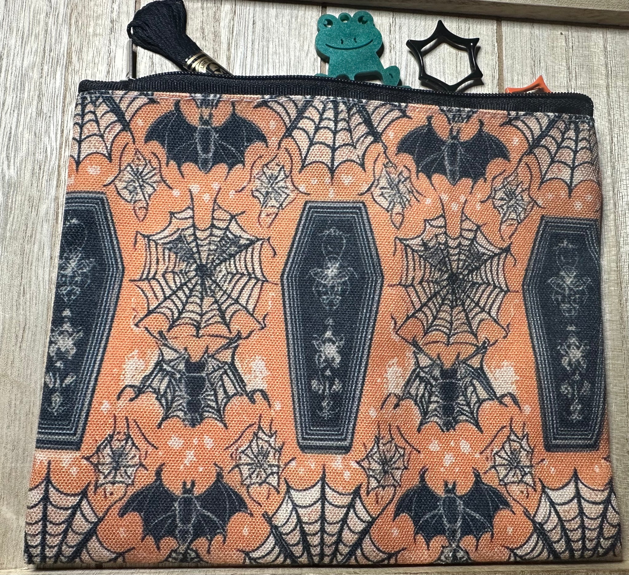 Small orange & black spooky Accessory Bag