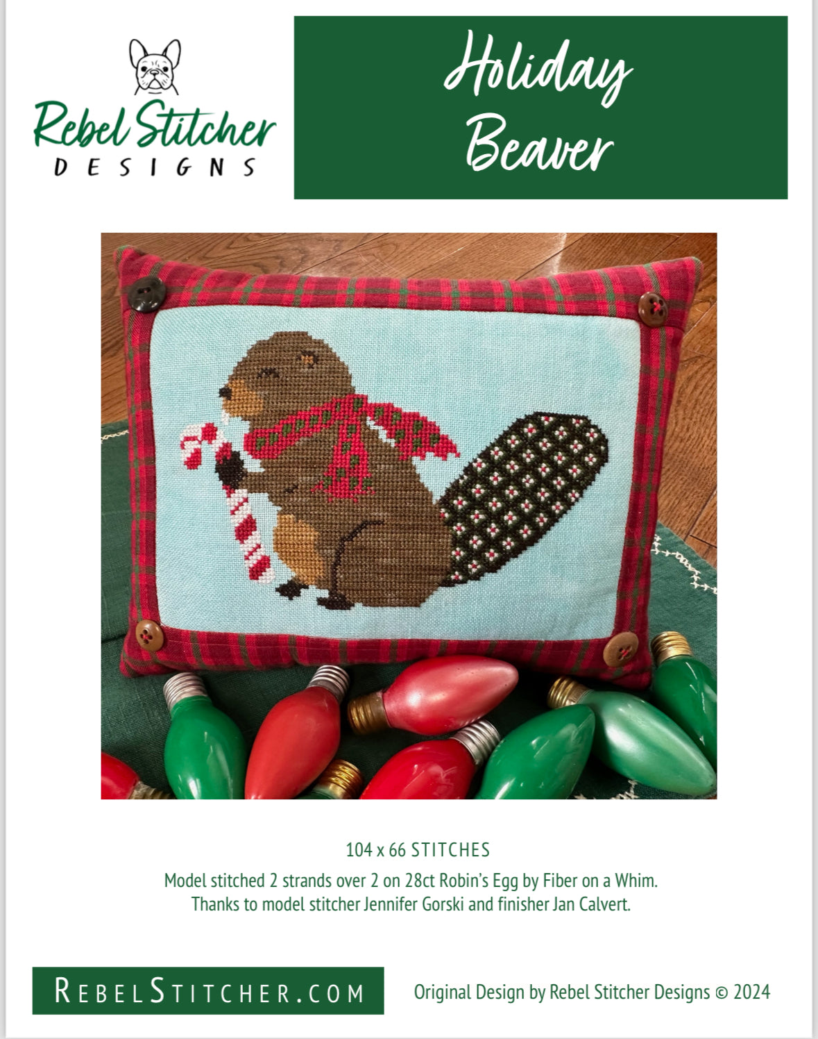 Holiday Beaver by Rebel Stitcher Designs