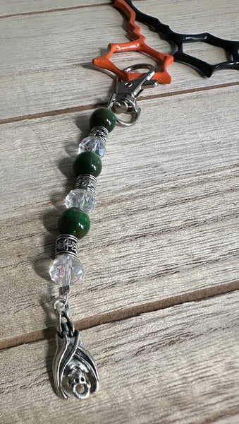 Scissor Fob Zipper pull silver tone Bat