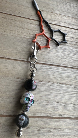 Scissor Fob Zipper pull Day of the Dead Skull
