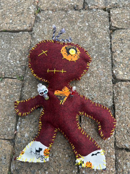 Voodoo Doll & pin set Maroon
